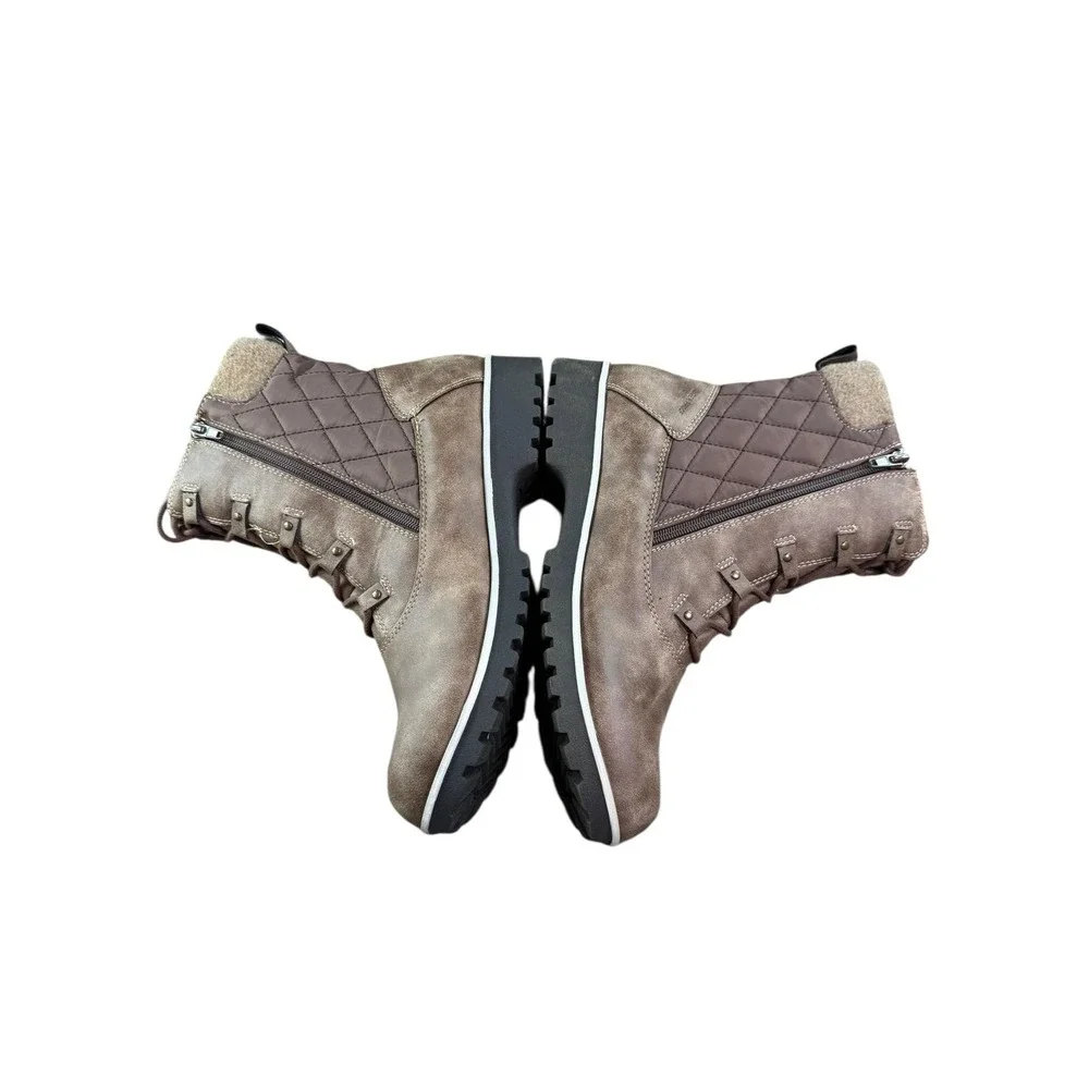 JBU Boots Womens Size 9.5 Brown Waterproof Quilted‎ Lace-Up Winter Zip JX3JUN32 - Picture 3 of 6